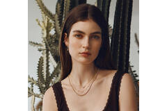  Starlit Drops - Link necklaces - Silver / 14kt GP - Zirconia - 45cm